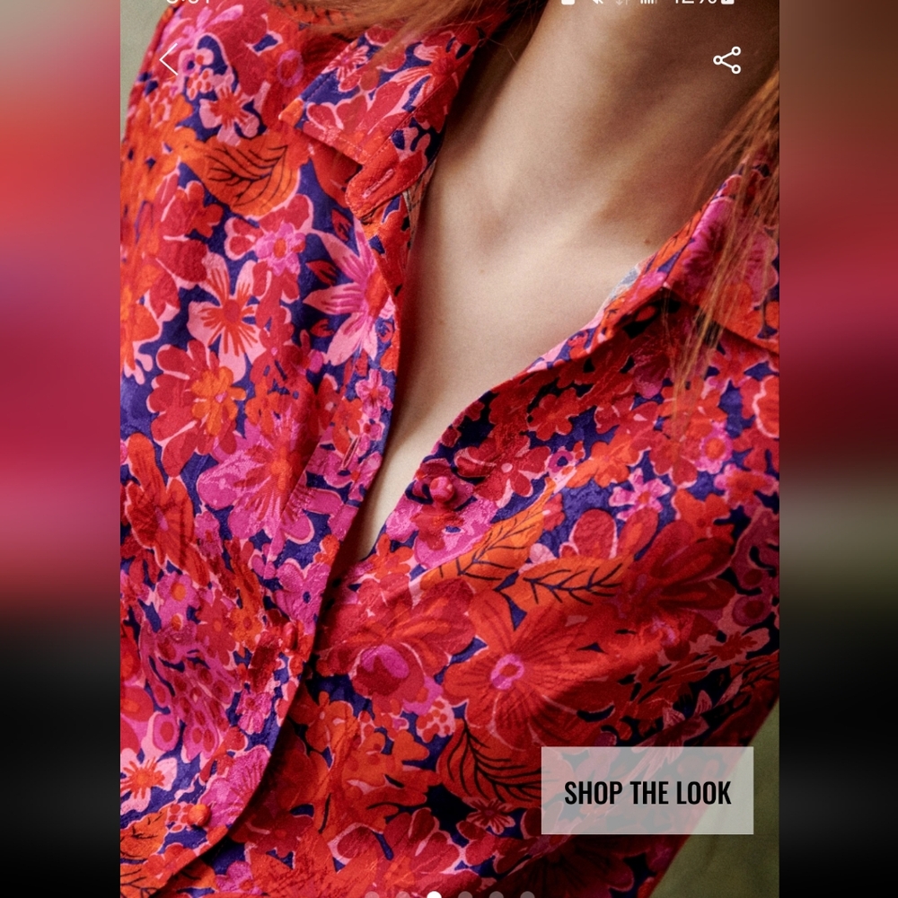 Sezane Ann Fuchsia Floral Shirt